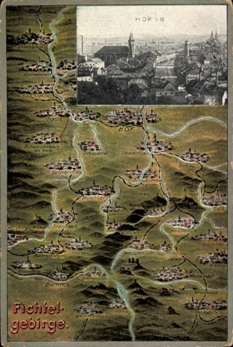 Landkarten hof der saale - ak, an