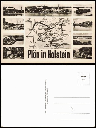 Ansichtskarte plön landkarten - ansichtskarte,